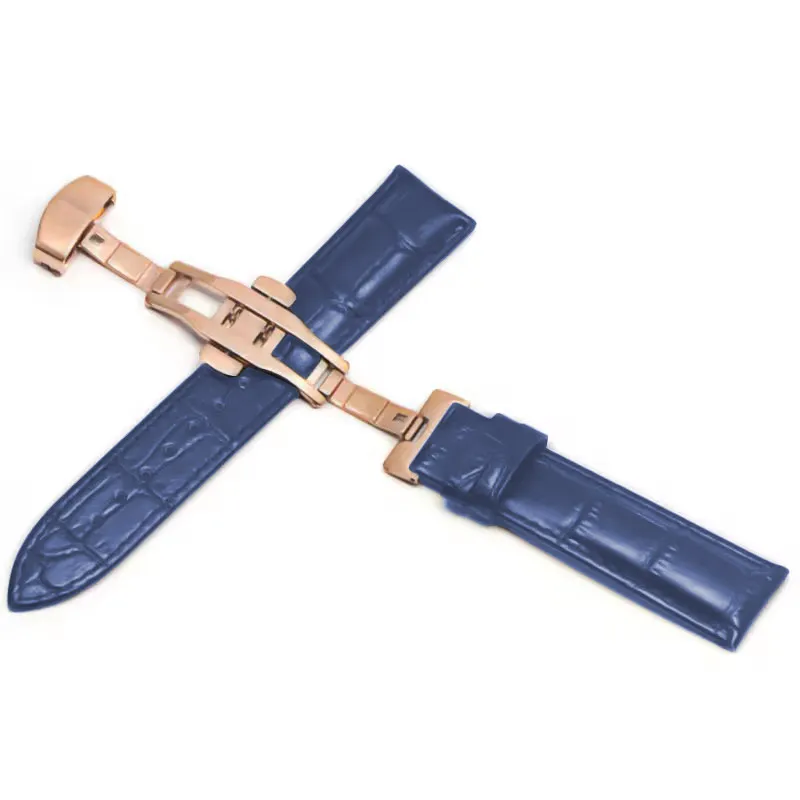 Premium Genuine Leather Watchband with Steel Pin and Butterfly Buckle