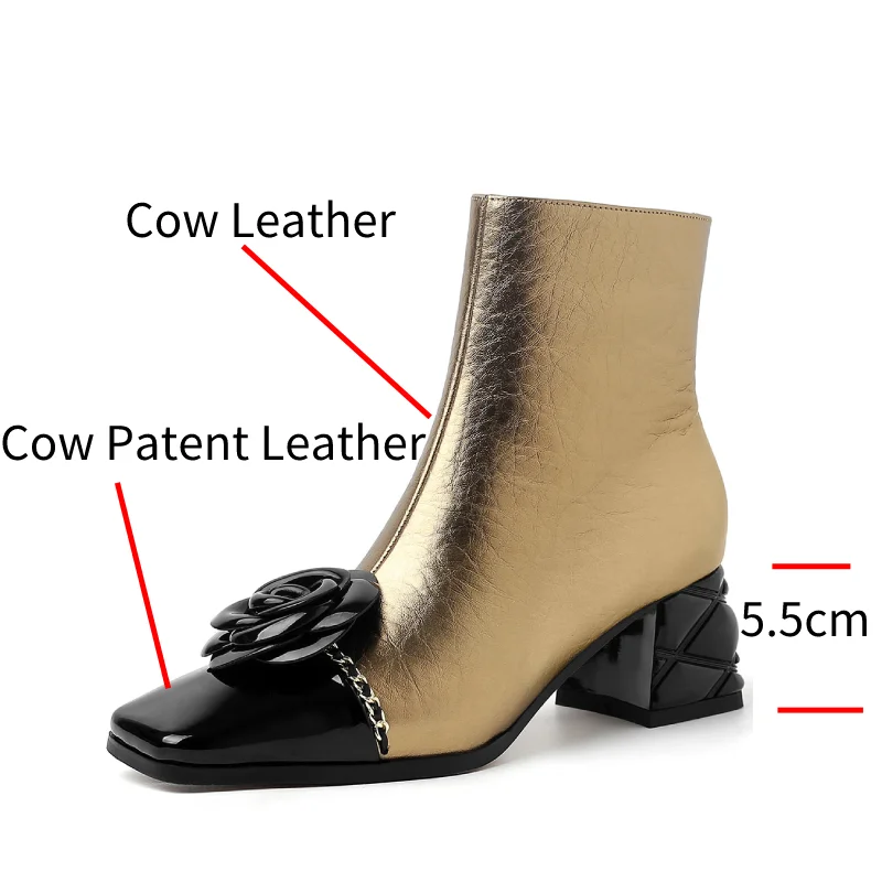 Dilalula 2025 جلد طبيعي زهرة سلسلة معدنية أحذية بو...