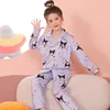 Kawaii Sanrio Pajama Sets Girls Lapel Soft Breathable Print Sleep Costume Gal Causal Comfortable Housewear Autumn Winter 5