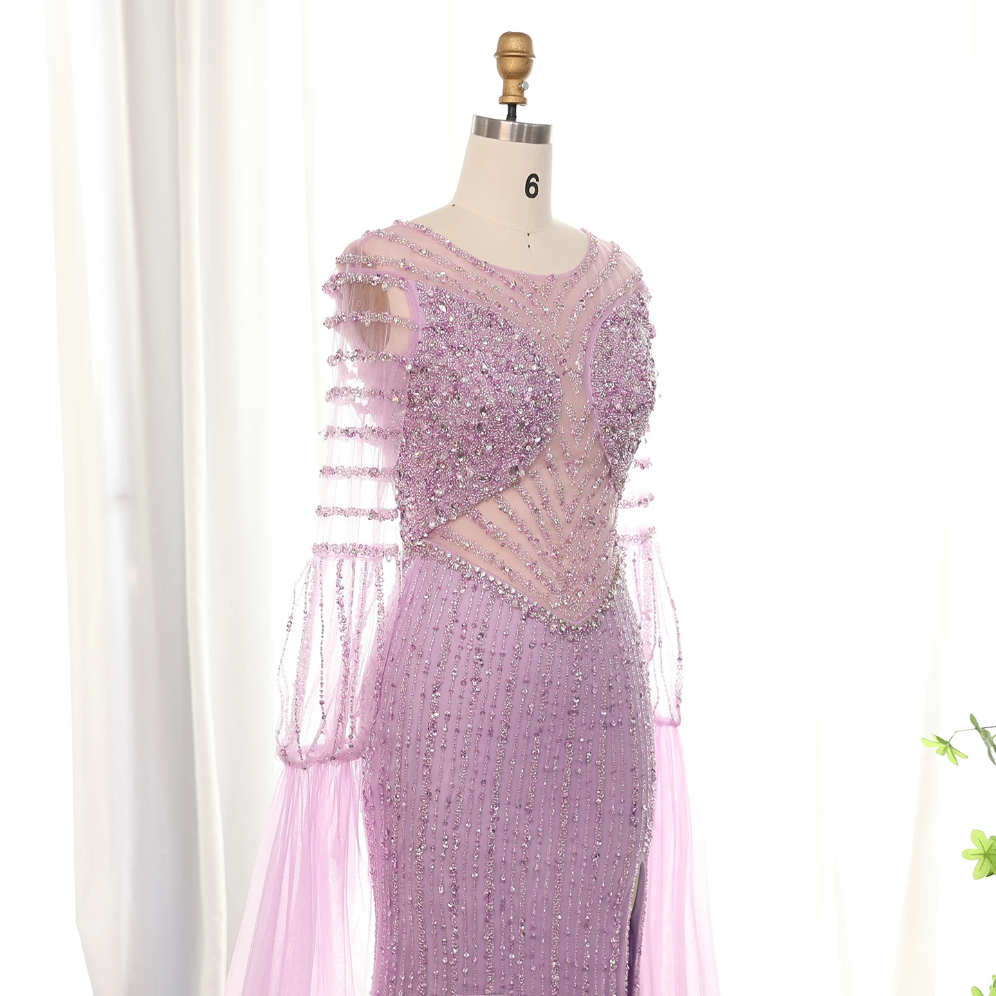 Luxury Dubai Mermaid Lilac Evening Dress with Cape Sleeves Slit Elegant Sage Green Women Wedding Party Gowns 178 2 Luxury Dubai Mermaid Lilac Evening Dress with Cape Sleeves Slit Elegant Sage Green Women Wedding Party Gowns 178 2