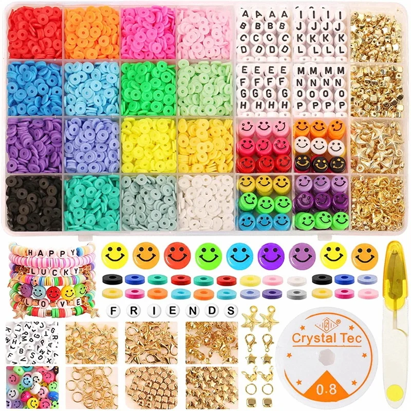 28 Plaids Clay Beads Bracelet Making Kit 6mm Polymer Beads Spacer Beads &  Jewelry Kit Charms Crafts Gift for Kids Adults - AliExpress