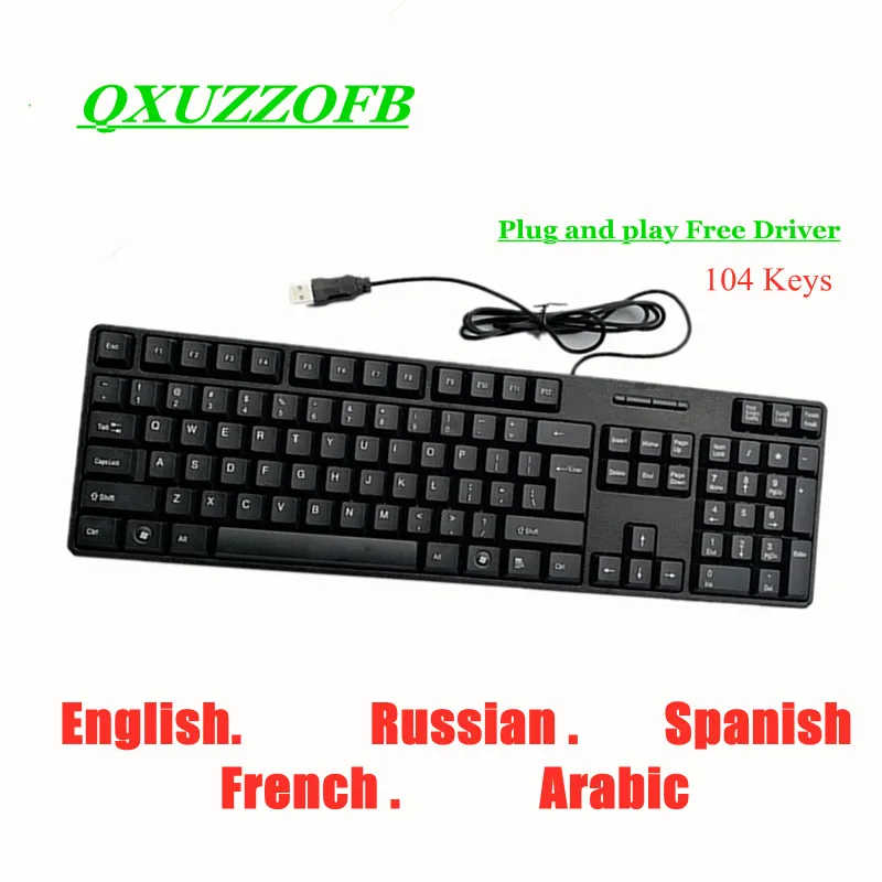 Tastiera cablata per PC 104 tasti tastiera per Computer Full Size  professionale russo francese arabo Plug And Play Driver gratuito -  AliExpress