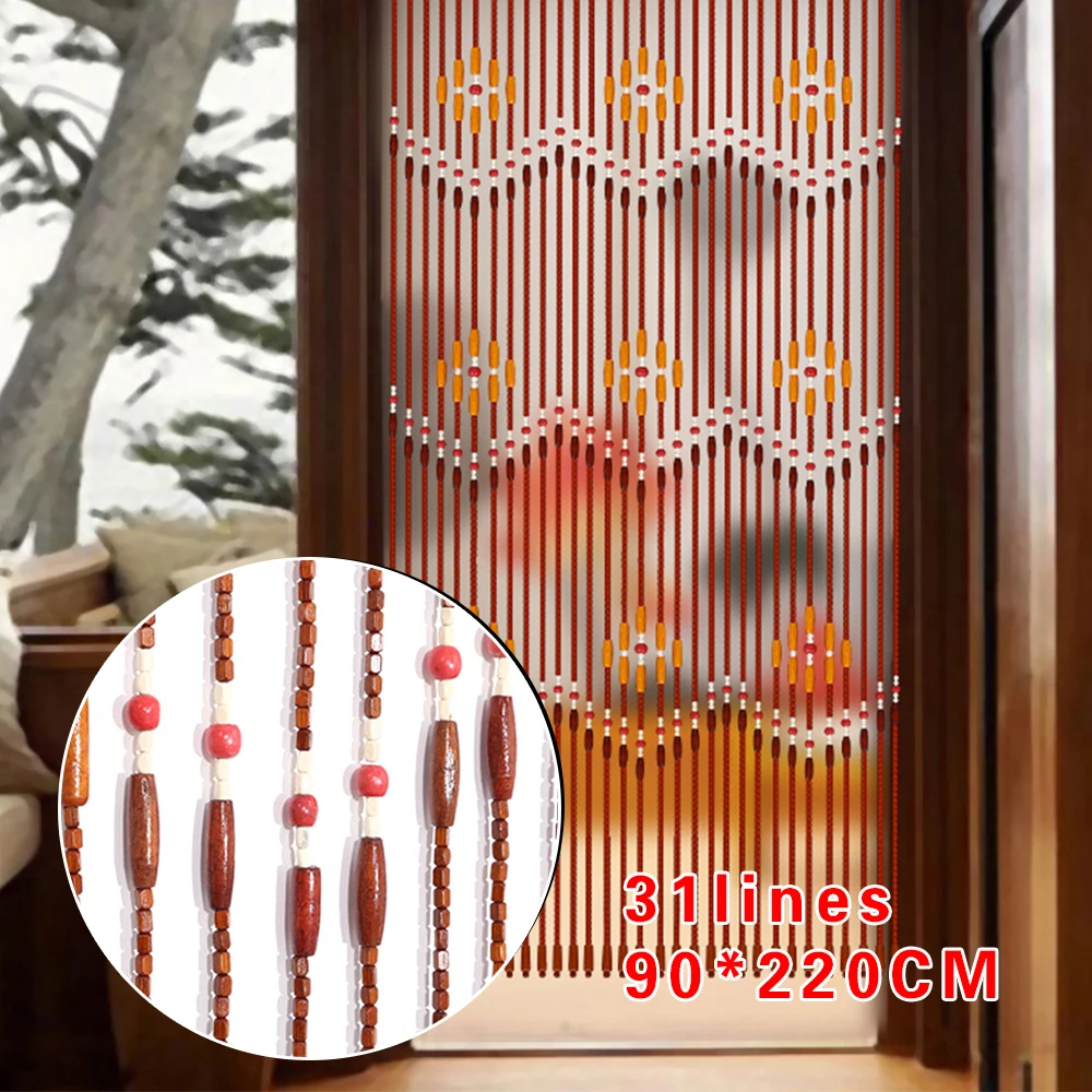 

Wood Beaded Curtain 31 Lines Door Bead Curtains Wooden Bead Curtain for Doorway Bedroom Living Room