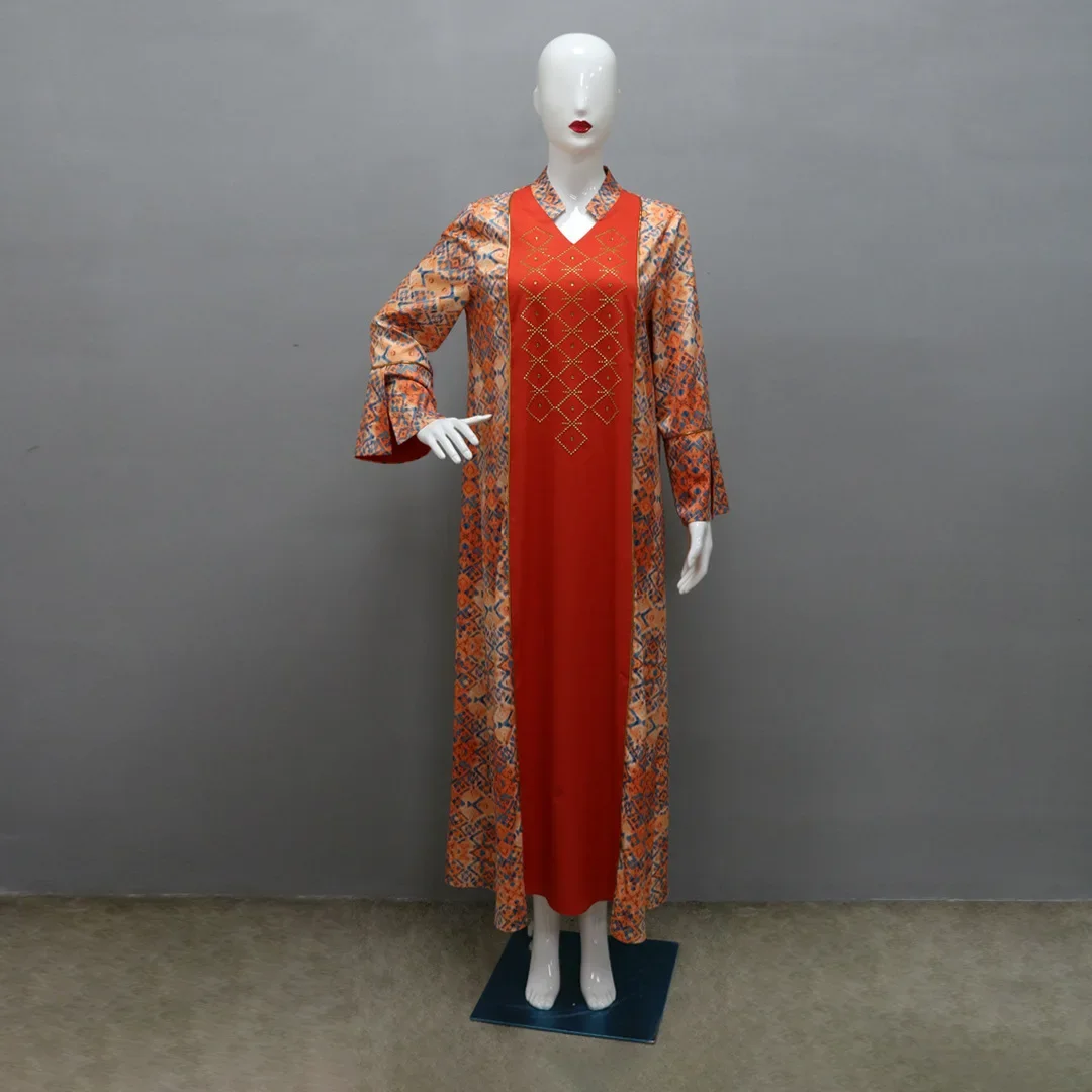 عبايات مطبوعة عرقية للنساء فستان ماكسي مرصع بالألم...