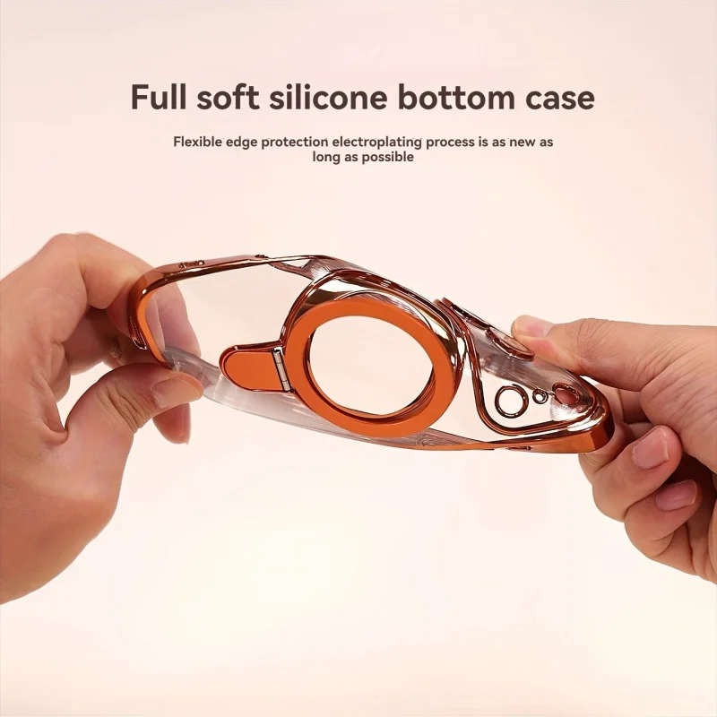 Transparent Wireless Charging Magnetic Case with Lens Protection and Bracket Back Cover