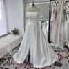 Mryarce 2024 Simple Classic Wedding Dresses With Slit Strapless Luxury Satin A Line Bridal Gowns With Pockets 4