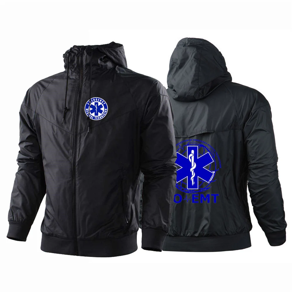 Men's Windbreaker Jacket Fashion Patchwork Tracksuit Coat