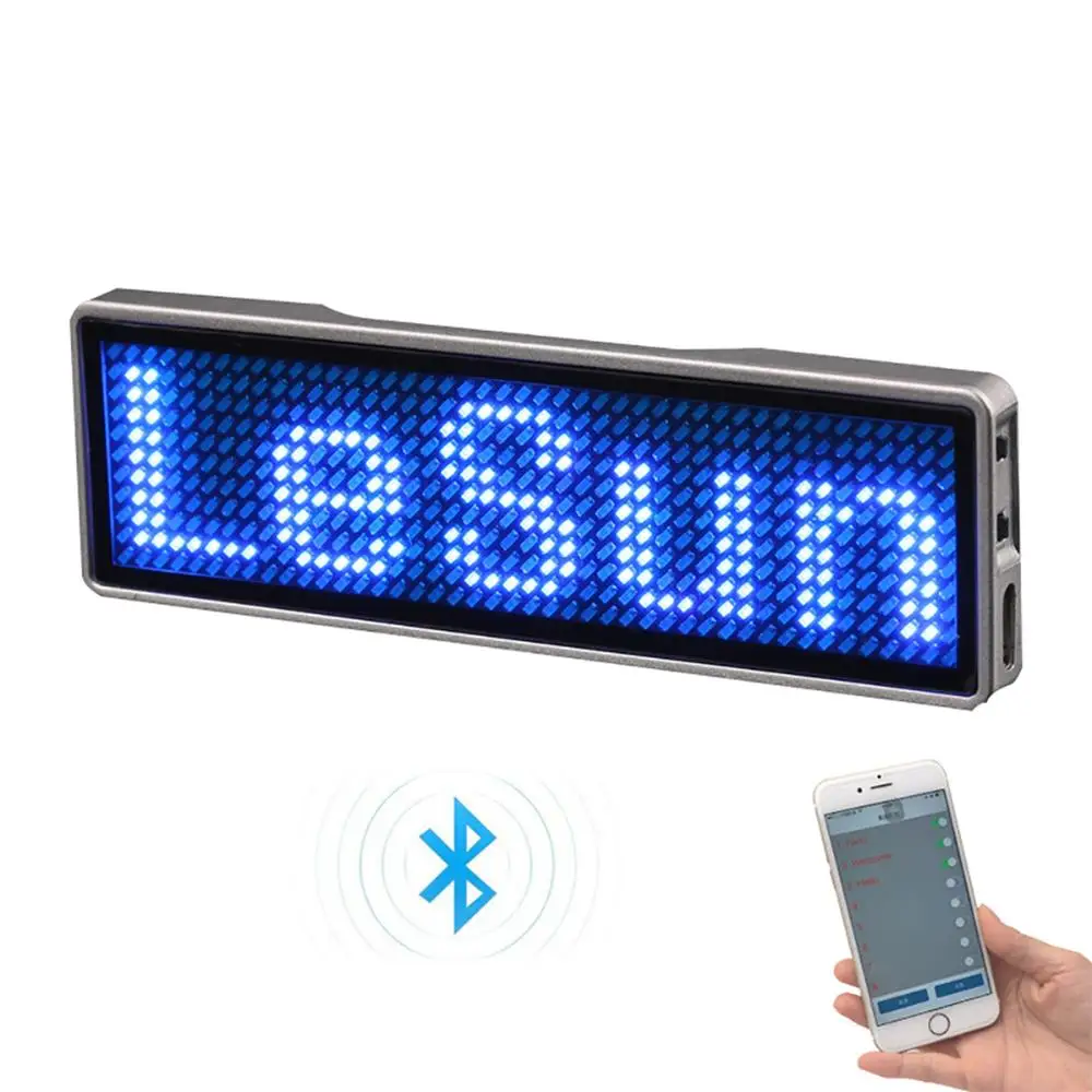 LED Display Board Rechargeable Bluetooth Digital DIY Programmable Scrolling Message Mini for Badge Insignia led display board