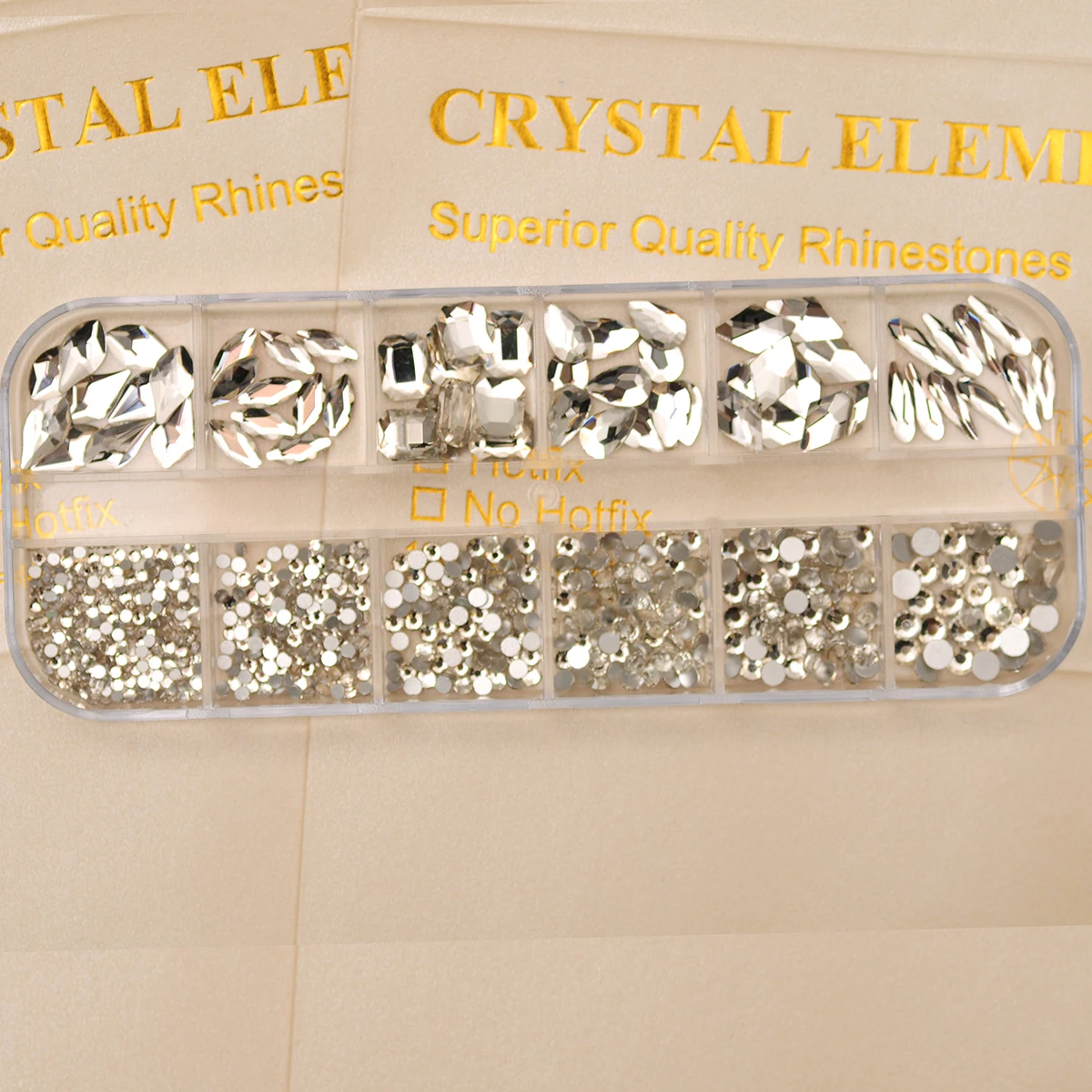 12 Grids Clear Mixed Sizes Nail Art Rhinestones Crystal 3D Glitter Non Hotfix Diamond Decoration Nail Parts Accessories 5