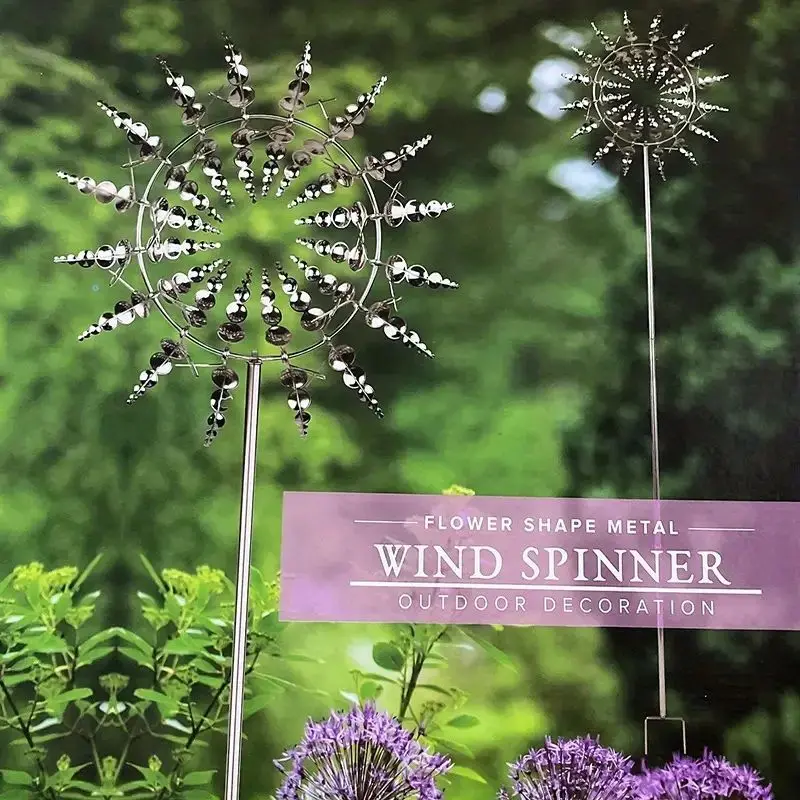 Girandola A Vento 3D In Acciaio Inox Con Finitura A Specchio - Decorazione Da Giardino Per Esterni