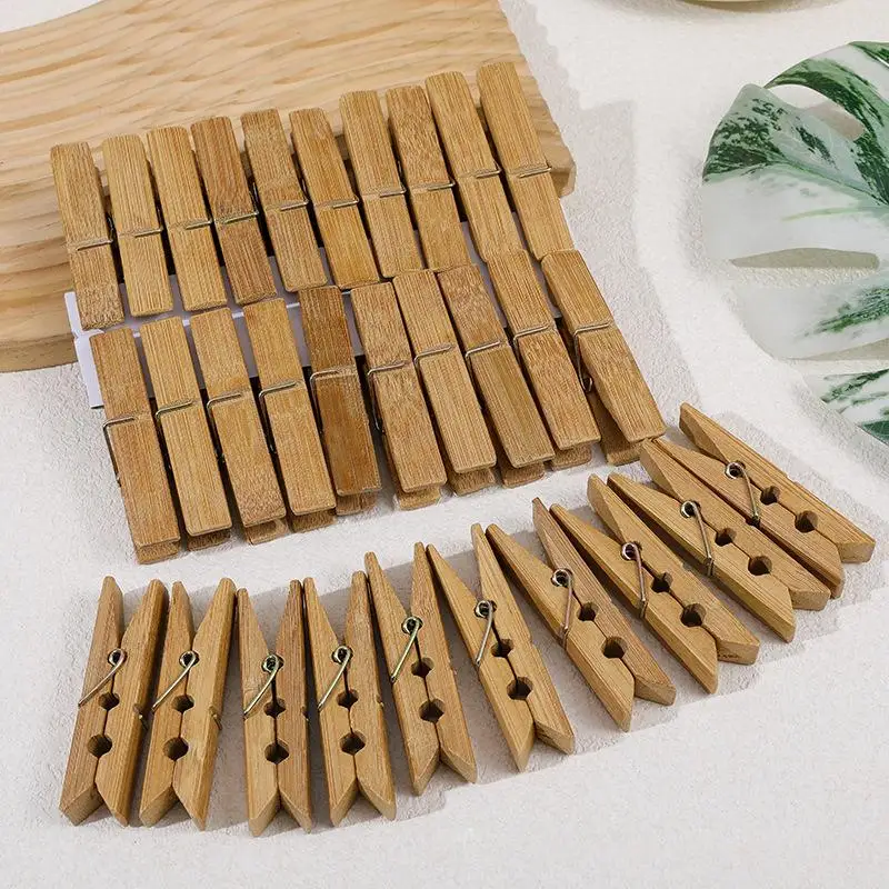 

Natural Bamboo Clothespins 20PCS Heavy Duty Clips for Hanging Clothes Photo Crafts Displays Anti moth drying clothes clip