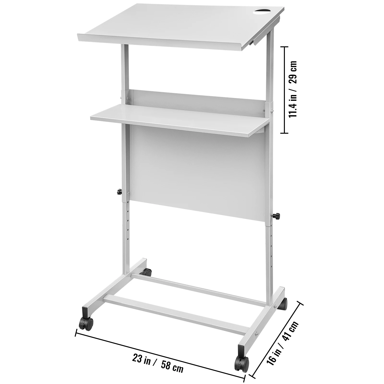 Adjustable Steel Standing Lectern with Storage for Office