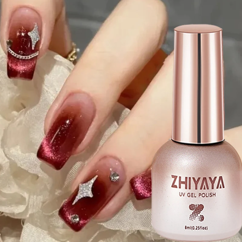 

Магнитный Гель-лак для ногтей Cat, Полупостоянный динамический Блестящий светоотражающий Гель-лак с красным, синим и серебряным эффектом, отмачиваемый цвет