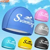 Fashion Swim Caps for Women Men Large Size Long Hair Ear Protection Swimming Caps PU Waterproof Letter Printed Swimming Cap 2