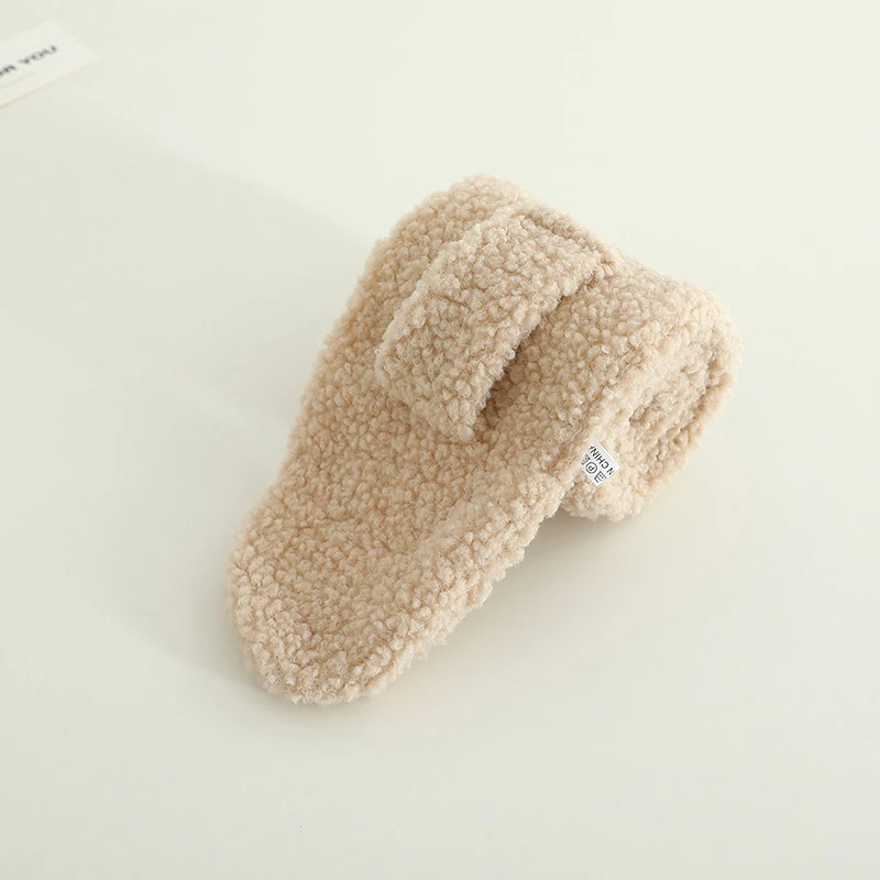 Korean Simple Kids Cross Scarf Lamb Wool Winter Baby Neckerchief Windproof Warm Solid Color Girls Boys Scarves