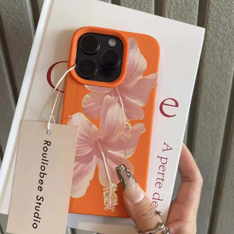 Pink Hibiscus Elegant High Aesthetic Anti-Drop Phone Case