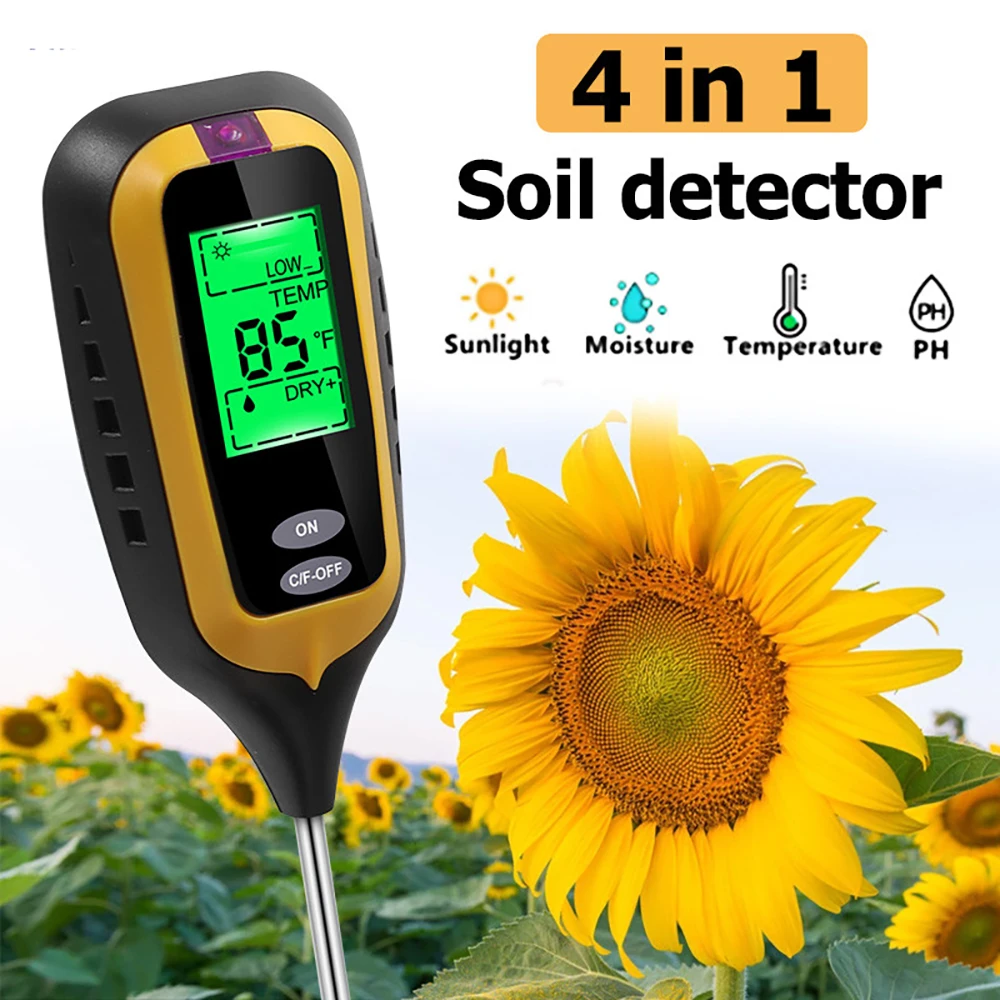

4 in1 Soil Detector Moisture PH Test Pen Professional Digital Gardening Plant Farming Moisture PH Temperature Soil Tester