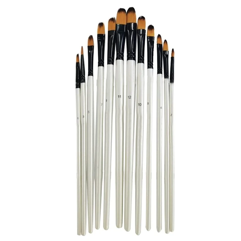 

Artist Watercolor Brush, 12 Piece Pearl White Curved Head Brush Set, Professional Painting Brush Set