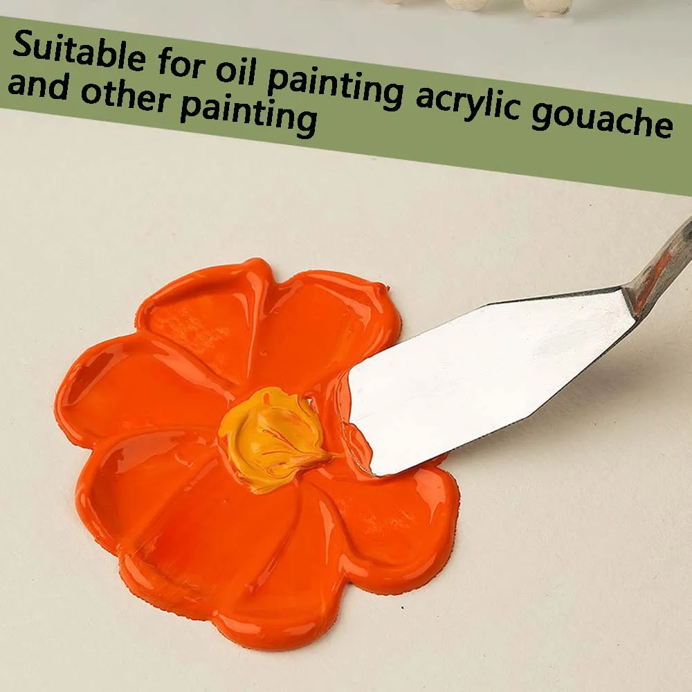 7 Pieces a Set of Oil Painting Scraper Set, Stainless Steel Pick Knife Mahogany Handle, Suitable for Oil Painting Gouache