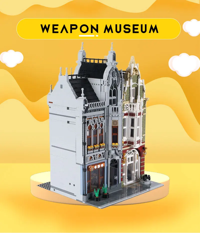 89125 JIESTAR Creative Expert Ideas Street View Moc Weapon Museum Bricks Modular House Building Blocks Model Toys Boutique Hotel LEPIN LEPIN Store