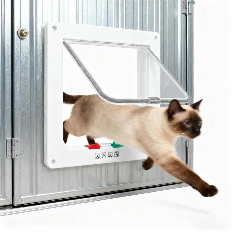 ABS Plastic Pet Door Dog Cat Flap with 4 Way Lock Security Flap Small Pet Safety Gate for Kitten Puppy Indoor Outdoor Use