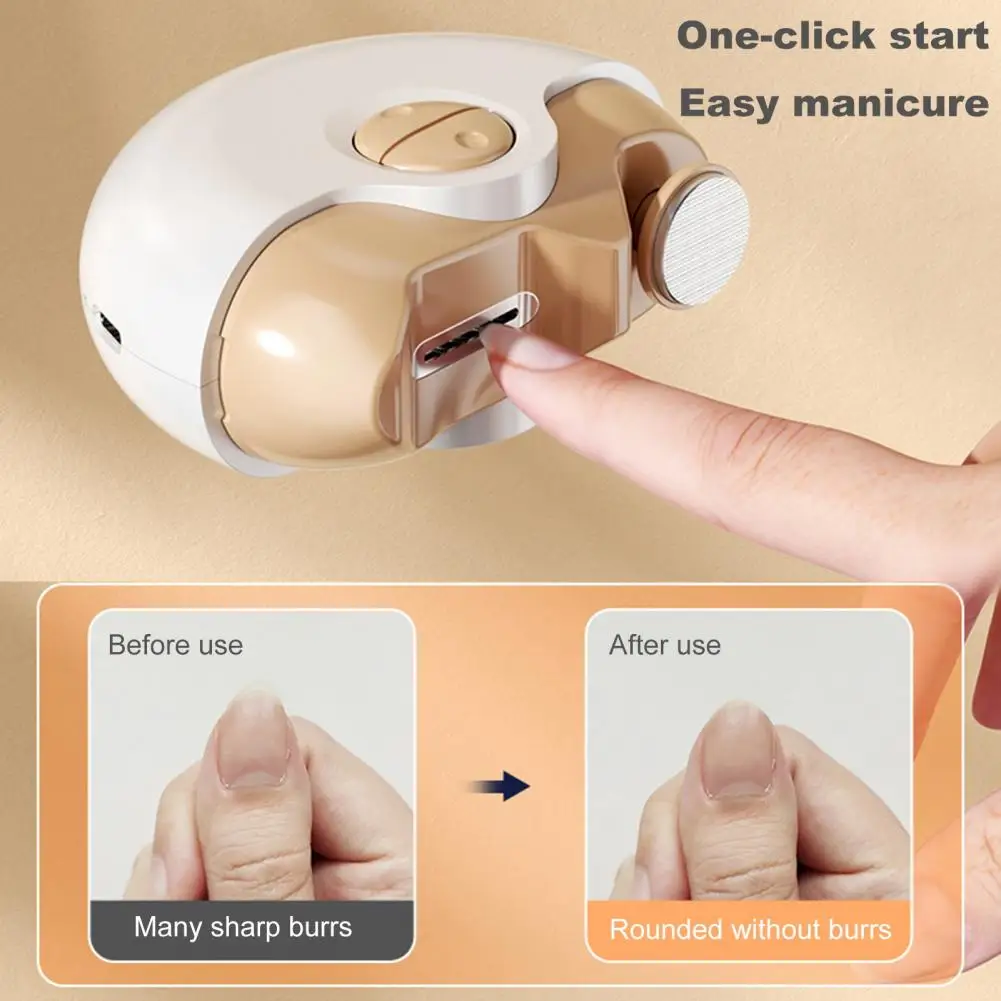 Electric Nail Polisher 2-Speed Adjustable 2-In-1 Automatic Nail Clipper File Portable Kids Adults Seniors Trimmer Device