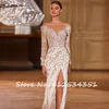 Customized Robe Mariee 2 in 1 Long Sleeve Ball Gown Wedding Dress Illusion Back Vestido De Novia Beading Appliques Gelinlik 5