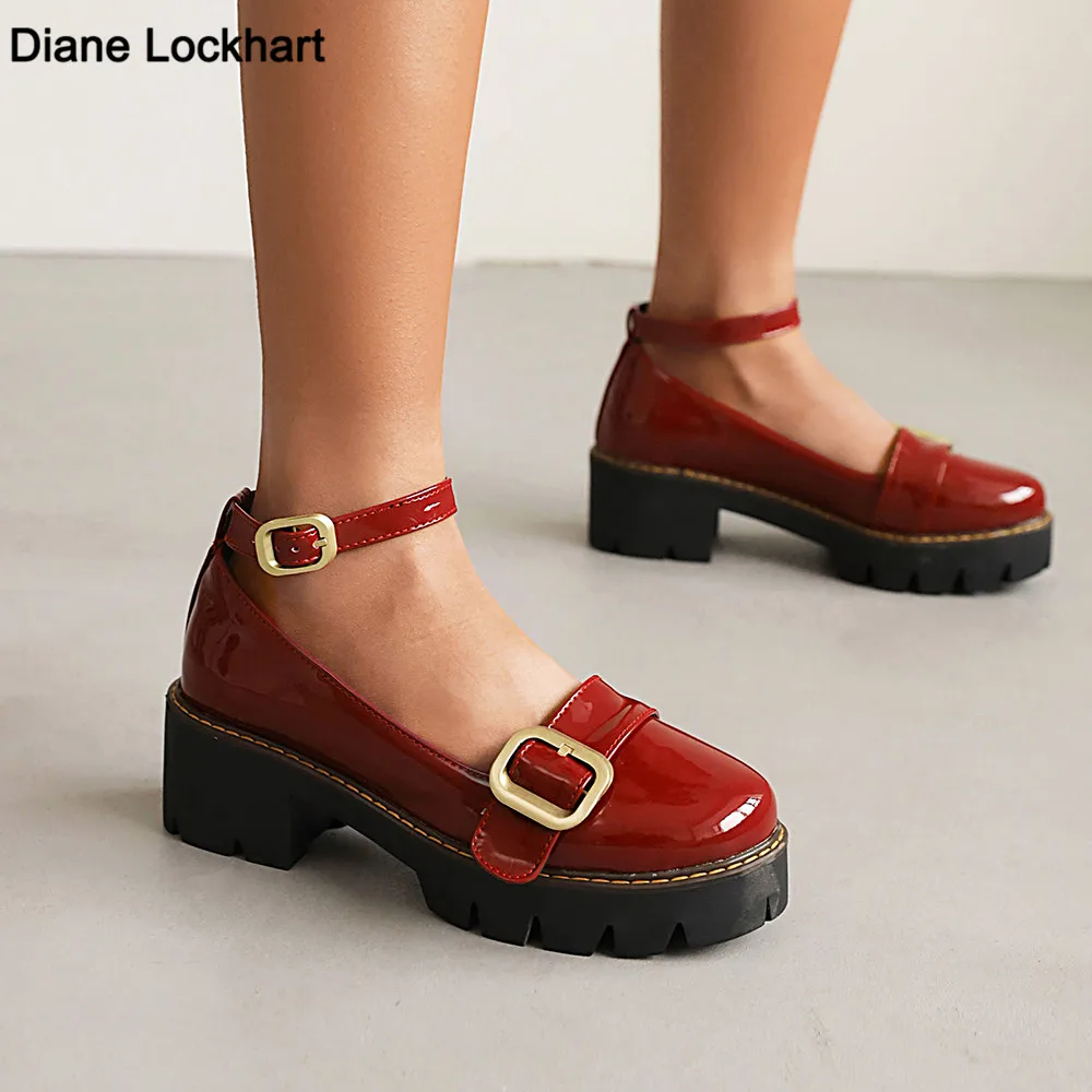 Décolleté Da Donna Retrò Mary Janes Scarpe Punta Tonda Studentessa Piattaforma Fibbia Giapponese Lolita Letterario Bullock Scarpe Taglia 34-43