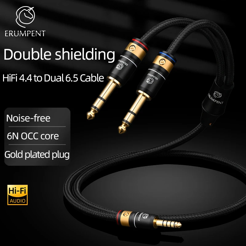 Фото 6N OCC HiFi 4,4 мм к двойному 6,5 мм аудиокабель с позолоченным штекером, сбалансированный 4,4 Джек к двойному 6,5 TRS аудиосигналу, кабель усилителя №2
