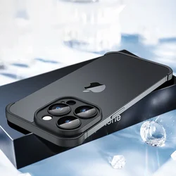 Sleek Frameless TPU Silicone Bumper with Glass Lens Protector Case - iPhone 14 Pro Max (Black)