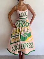 Fashion Trendy Print Spaghetti Strap Dresses Women Sexy Low Cut Backless A-line Sleeveless Dress Female Party Club Vestidos New