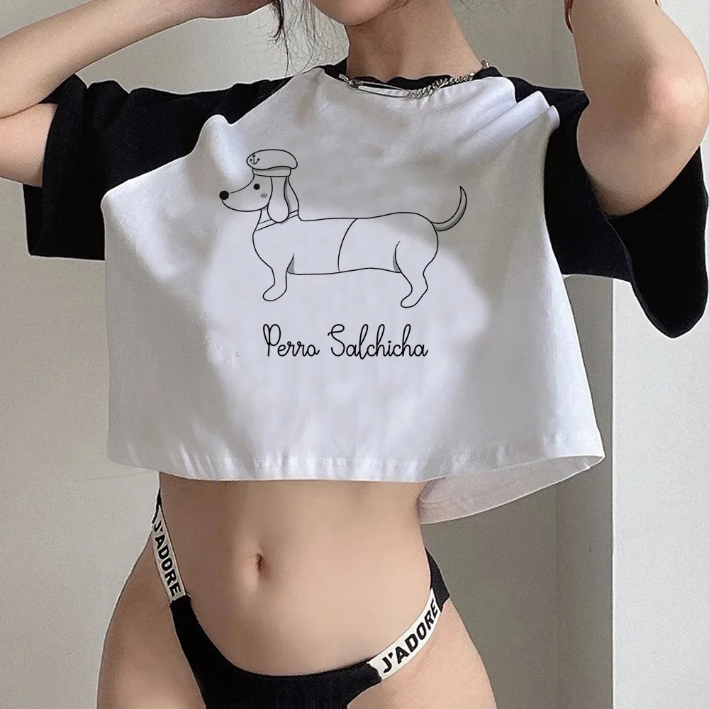 

Dachshund hippie korean fashion fairy grunge crop top Female 90s Harajuku vintage crop top