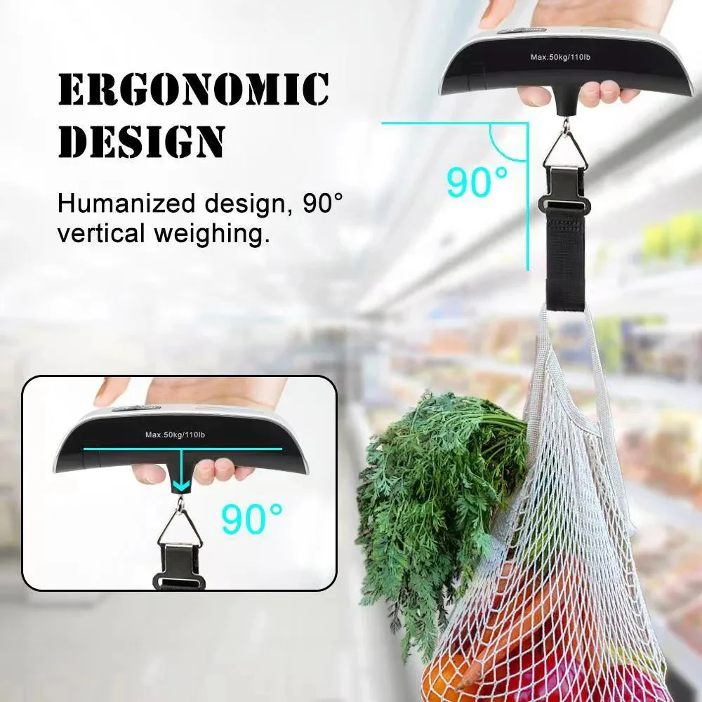 Portable Scale Digital LCD Display 110lb/50kg Electronic Luggage Hanging Suitcase Travel Weighs Baggage Bag Balance