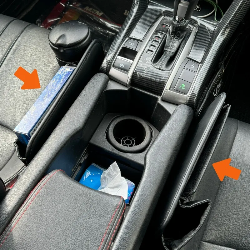 Universal Car Seat Gap Organizer Multifunctional Leather Gap Filler with Cup Holder Auto Seat Storage Box Anti-Drop Gap Filler