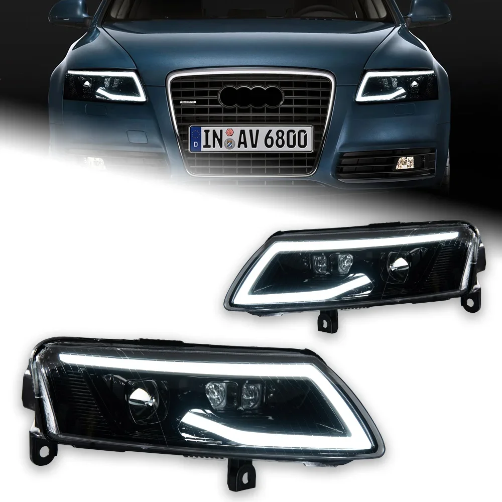 Car Lights for Audis A6 Headlight Projector Lens 2004-2011 Dynamic Signal Head Lamp C6 LED Headlights Drl Automotive