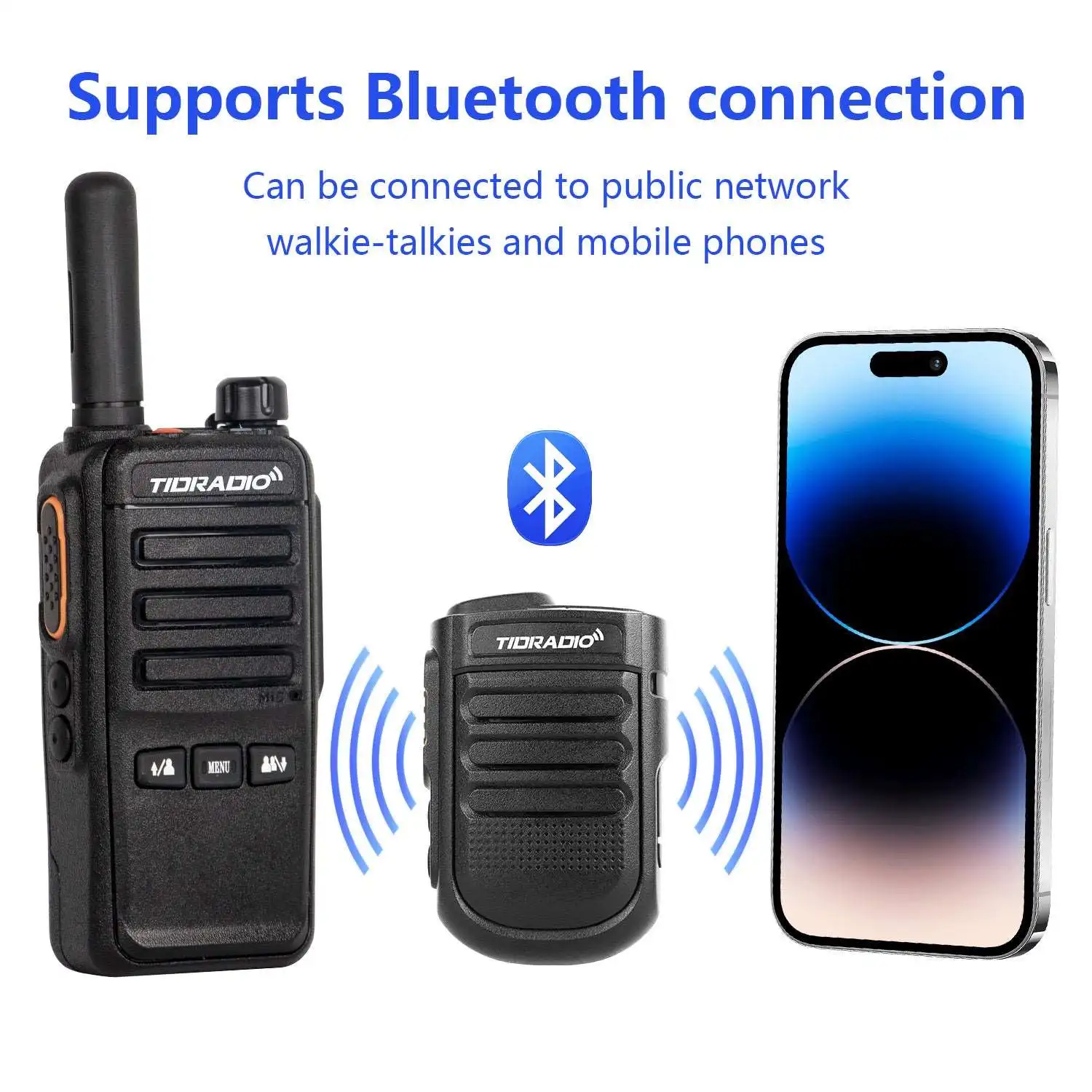 TIDRADIO Walkie Talkie Wireless PTT Wireless Bluetooth Speaker Microphone for Iphone andAndroid Phone Zello App, PoC