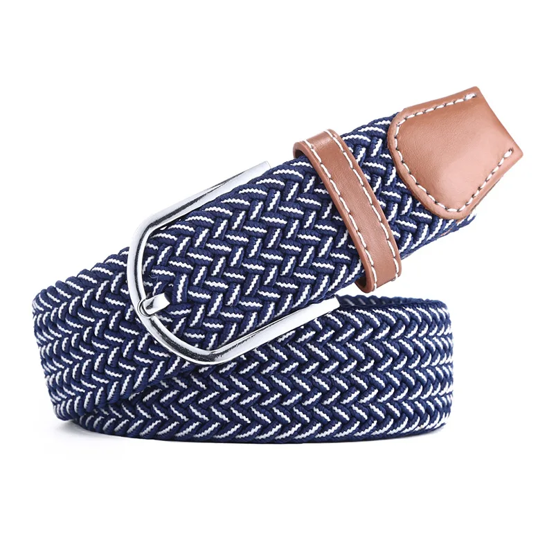 9 Colors Female Casual Knitted Pin Buckle Men Belt Woven Canvas Elastic Expandable Braided Stretch Belts For Women Jeans mens dress belts Belts