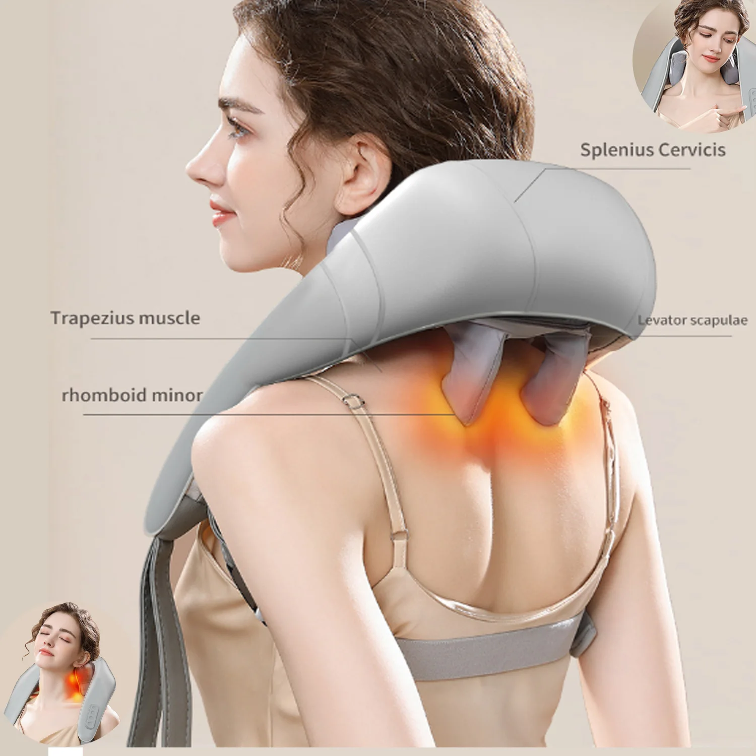 COMFIER Masajeador de cuello y espalda con calor, masajeador Shiatsu de  cuello y hombros, regalo ideal, portátil y ligero, almohada de masaje