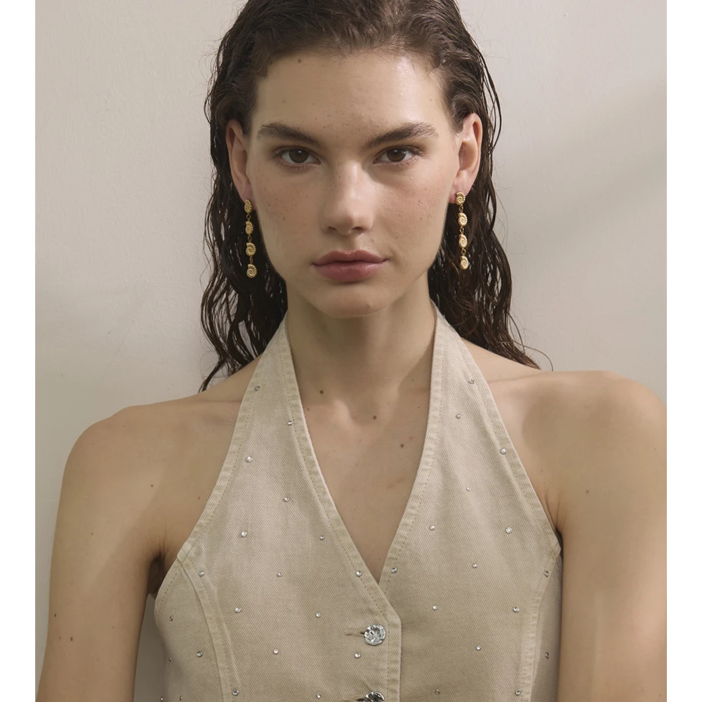Yhpup Metal Conch Long Hanging Drop Earrings