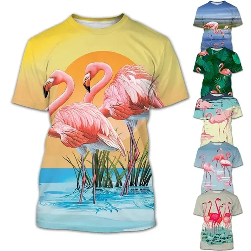 

Summer Flamingo 3d Printing Design T-shirt Men's and Women's Clothing Fashion Short Sleeve Top Loose Comfortable T-shirt