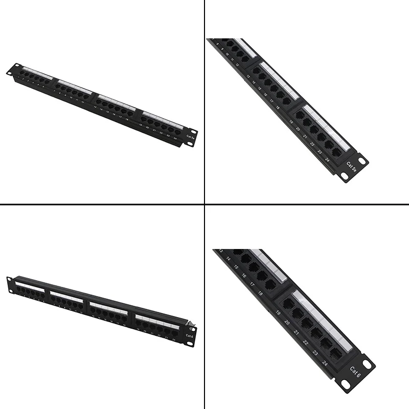 24 Ports UTP Cat 5e/6 Patch Panel Networking RJ45 Ports Fluke Passed 19 inch Rack Mounted without Rear Management Arm