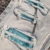 men diamond sequinces distressed lt blue jeans 2
