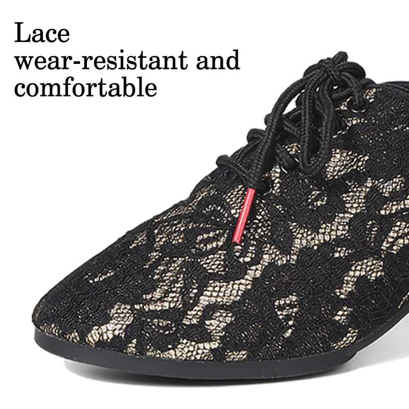 DKZSYIM Women Lace Dance Shoes Modern Tango Waltz Shoes Ballroom Dancing Shoes Rubber Sole Woman Dance Sneaker Size 34-41 4