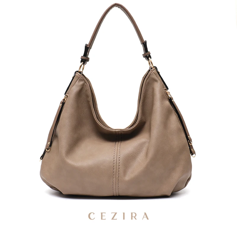 CEZIRA Large Casual PU Vegan Leather Hobo For Women Simple Daily