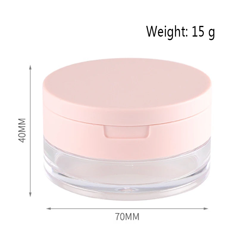 Portable Loose Powder Box with Makeup Puff Plastic 20g Empty Loose Powder Pot With Mirror Travel Makeup Cosmetics Container 6