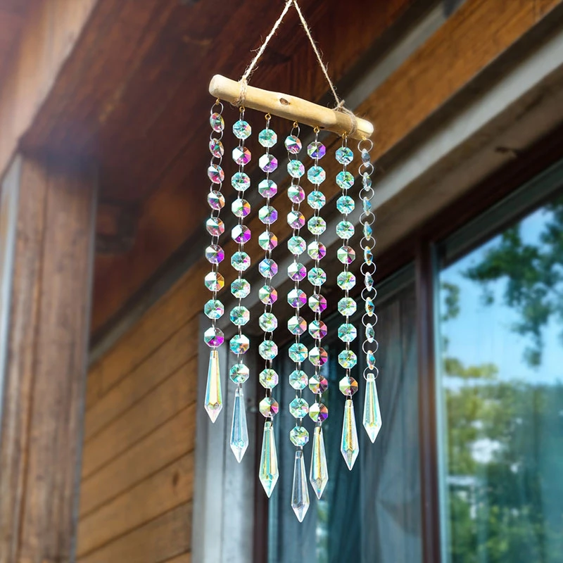 Hanging Crystal Suncatchers Colorful Stained Glass Wind Pendants Rainbow Prism Light Catcher Garden Decoration Outdoor Car Charm sun catcher crystal pendant sun catchers window ornament