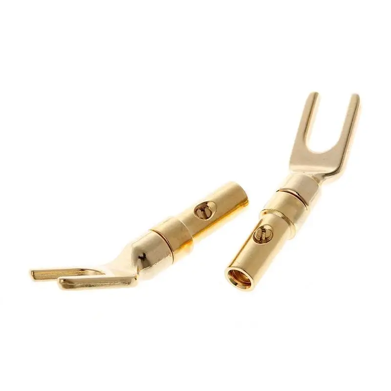 31BA 8 Stück vergoldete Y-Spaten-Lautsprecherstecker aus Messing oder Schraubgabel-Stecker-Adapter – Detail 10