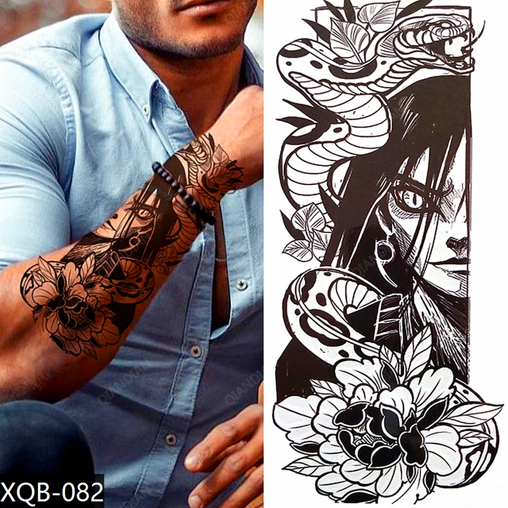 Loup hommes imperméable temporaire tatouage autocollant bras Cool Art  Hipster serpent noir transfert lavable horloge Totem - AliExpress, image size:1000x1000
