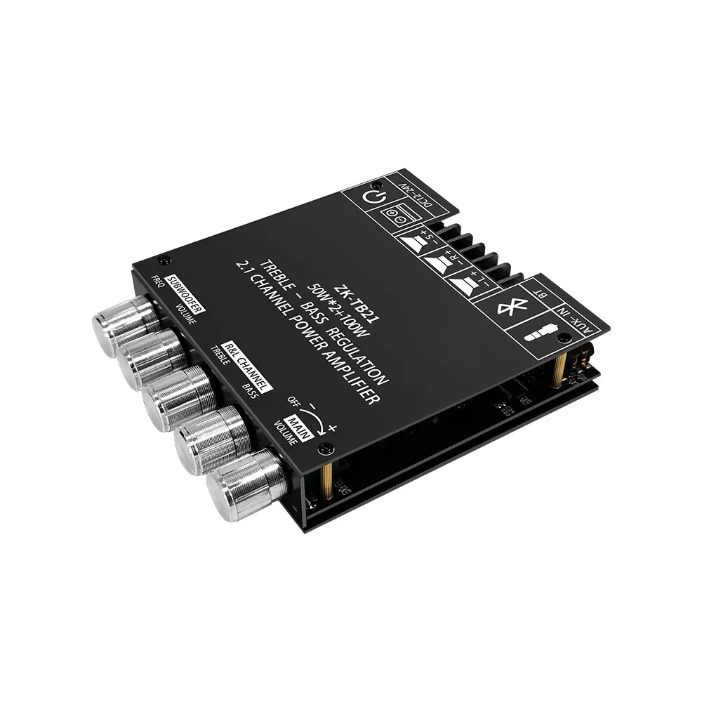 ZK-TB21 Bluetooth 5.0 Subwoofer Amplifier Board 50W*2+100W 2.1 Channel Power Audio Stereo Bass AMP TPA3116D2 audio amplifier board