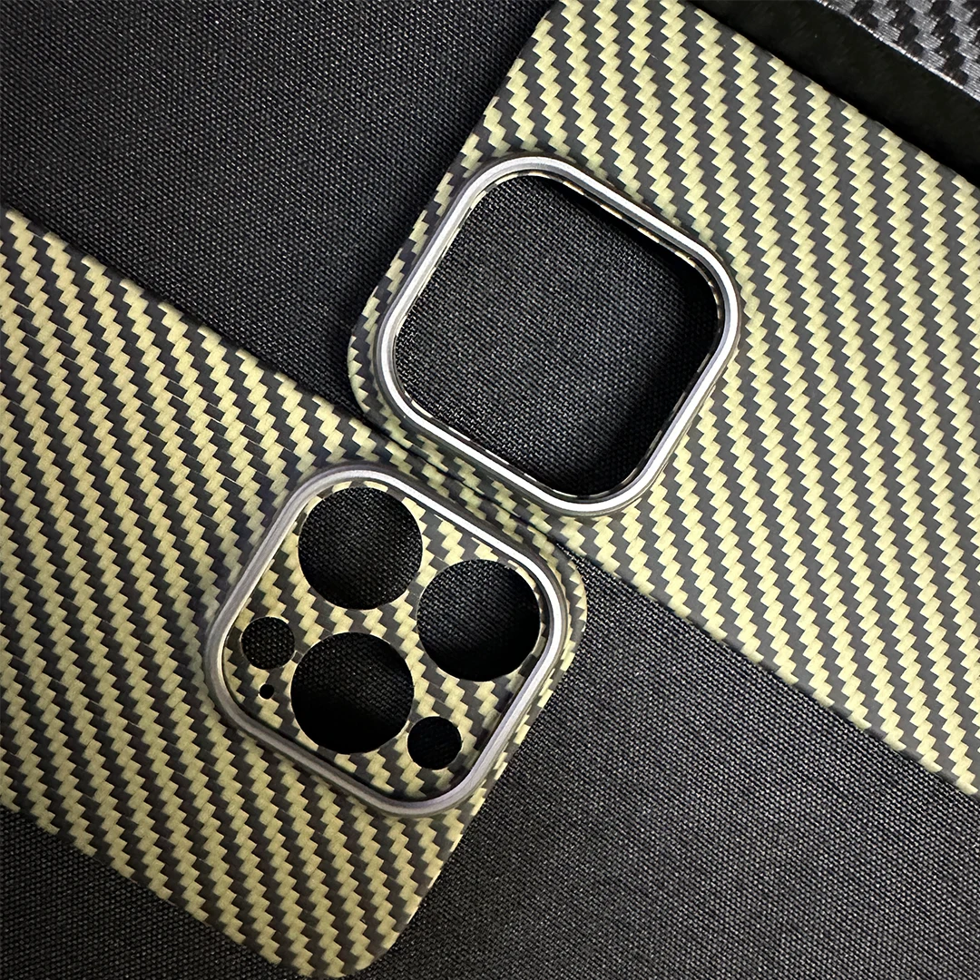 ACC- Real Carbon Fiber Phone Case For Iphone 15Pro Max Ultra-Thin Aramid Fiber Lens Protection Cover For Iphone 14 Promax Case